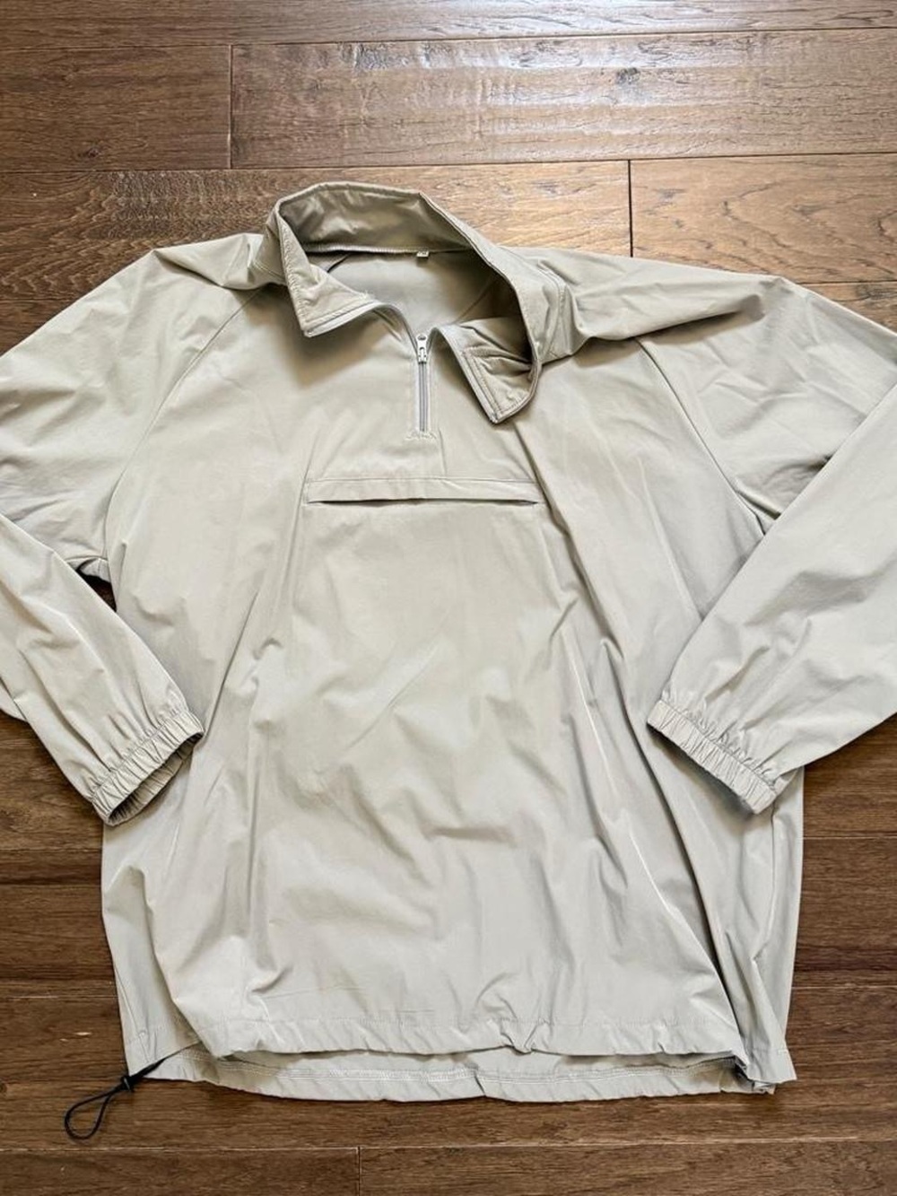 Beige Tan Men's Lightweight Quarter-Zip Pullover Golf Jacket, Windbreaker, 2XL